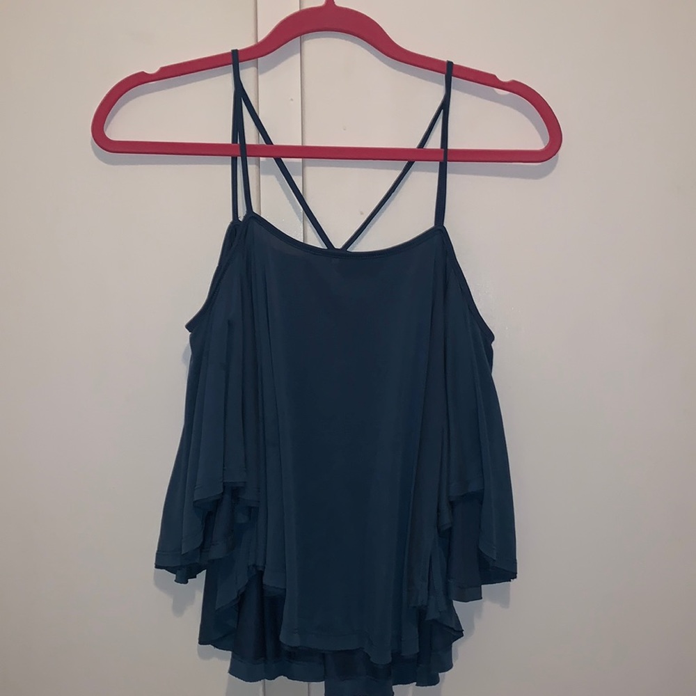 Blue free people off the shoulder top